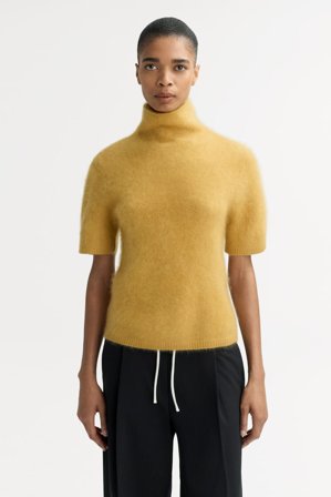 Soft Goat - Brushed short sleeve turtleneck - Kashmirtröja dam - XS - Light Honey