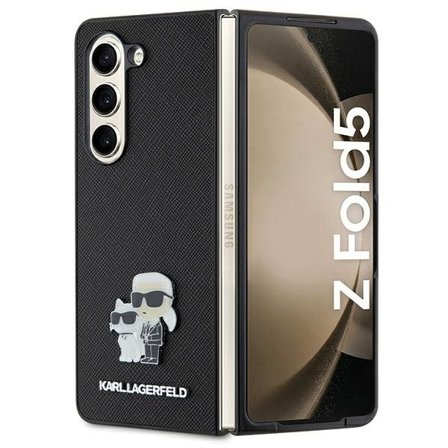 Karl Lagerfeld Saffiano Karl&Choupette Pin tapauksessa Samsung Galaxy Z Fold 5 - musta