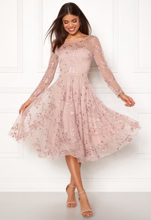 Goddiva Embroidered Midi Dress Misty Rose Klær