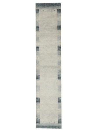 Tapis Gabbeh Indo Fine 82X407 De Couloir Vert/Gris (Laine, )