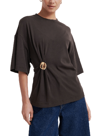 Second Female Enora Brooch Tee Överdelar Dam Brun XS
