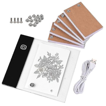 Flip Book -setti minivalotaululla, LED-valolaatikko tablettimalli reiällä, 300 arkkia flipbook-paperia