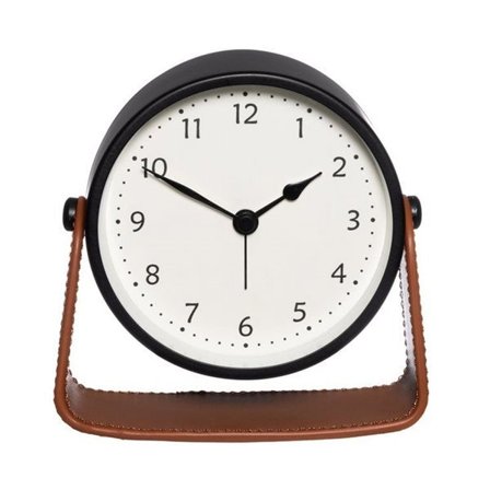 Vækkeur med kunstlæderfod – analog, sort