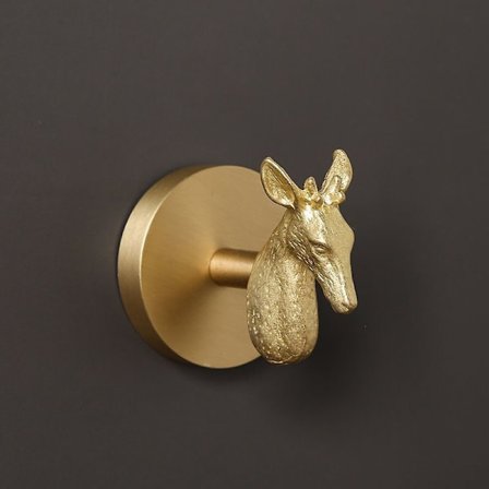 Messing Guld Dyrekrog Massiv Messing Knagerække Dørkrog (Hjort)