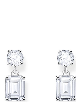 Silver Earrings With White Zirconia In Different Cuts Silver Thomas Sabo