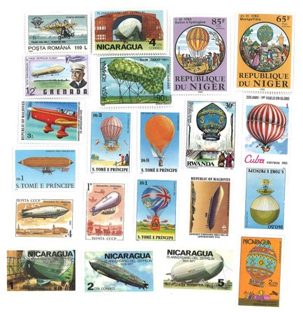 Balloner og Zeppeliner - 20 forskell ige frimærker - Postfrisk