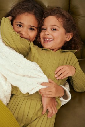 KIDS by NA-KD Strickpullover - Kinderset - Grün - 122/128