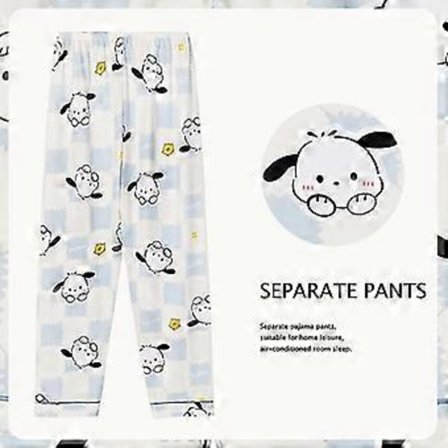 Anime Sanrio Pyjamasbyxor Cartoon Bottoms Sleepwear Långa för Par Bekväma Lösa Hembyxor Tunna Pyjamasbyxor (XL 10)