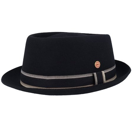 Mayser - Noir porkpie Chapeau - Gareth Wool Soft Black Porkpie @ Hatstore