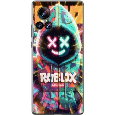 Kompatibelt Mobildeksel til Motorola Motorola Edge 30 Ultra Neonfarget Roblox hettegenserfigur med lysende effekter og energifylt bakgrunn, moderne sp