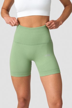 ICANIWILL - Ribbed Define Seamless Pocket Shorts Light Green - Dame - ICIW