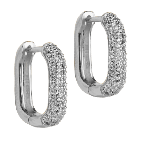 ENAMEL Copenhagen Hoops, Sparkling Square 15 mm Örhängen Dam Silver ONESIZE