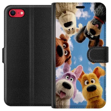 Kompatibel Tegnebogsetui til Apple iPhone SE (2022) Seks søde animerede hunde set nedefra mod blå himmel legende familievenligt dyremotiv