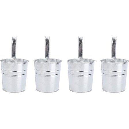 4 kpl Riippuvat Kukkaruukut Metalliset Rautakauhat Kukkaruukut Raita-aidoille Parvekkeelle Puutarhaan Koti-koristeluun (Hopea)