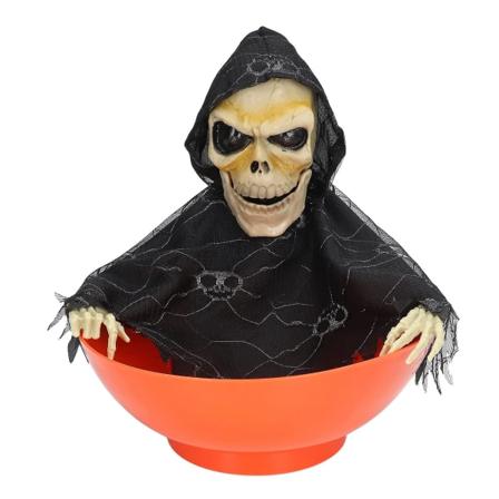 Halloween godisskål Halloween elektrisk ljus fruktfat spöke trick ljusutsändande musik spökleksak (27*26cm)