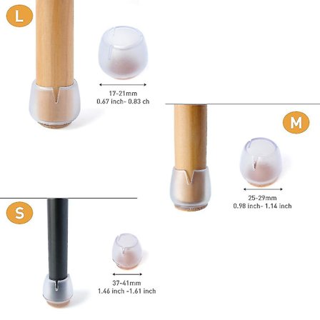 16 st Silikon Stol Ben Golvskydd Med Filt Förhindrar repor