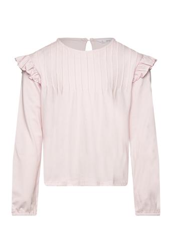 Long -Sleeved T-Shirt With Ruffles Pink Mango