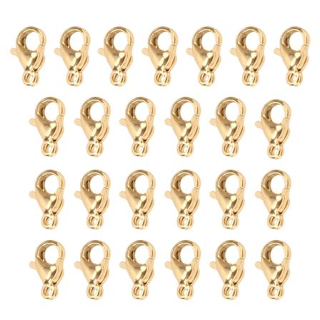 25 kpl hummerinlukkoklipsit ruostumattomasta teräksestä DIY-rannekkeisiin, kaulakoruihin, korujen valmistukseen, 9x6mm, kulta