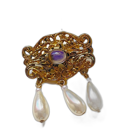 Vintage brosch med pärlor