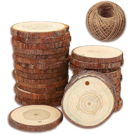 30 stk Naturlige Trefliser Runde DIY Håndmalte Stykker
