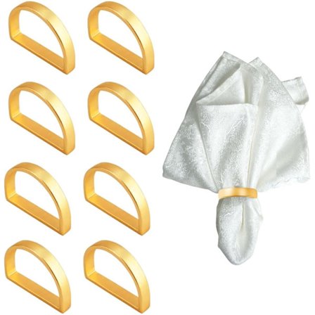 8 stk gullserviettringer, elegante serviettholdere, halvsirkelformede serviettringholdere for borddekorasjon, servietklemmer