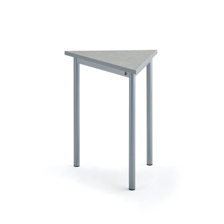 Bord SONTIUS TRIANGEL, 700x600x720 mm, grå linoleum, aluminiumsgrå