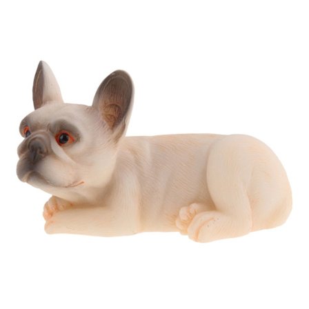Fransk Bulldog Figurine Modell Trädgård Heminredning Cafe Liggande