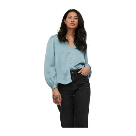 Vila Ellette V-Neck Shirt Blå, Dame Skjorter