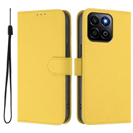 For Honor X7c 4G/Honor 200 Smart 5G/Honor X7c 5G Solid Farge Flip Lær Lommebok Etui med Stropp