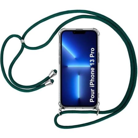 Crossbody-etui til iPhone 13 Pro (6.1") Beskyttelse Forstærkede hjørner + Justerbar skulderstrop midnatsgrøn Transparent-midnattsgrön