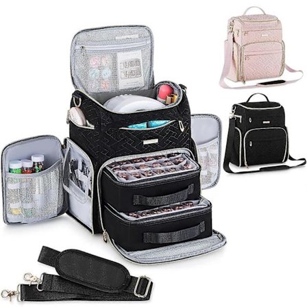 Nagellacksförvaringsväska med flera fickor och UV-ljusförvaring, nagelorganisatörer och förvaring