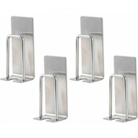 4-pakning tannbørsteholder i rustfritt stål, veggmontert koppholder