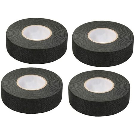 4 stk. svart biltape (1,5 cm x 15 m) - Bilstofftape, høytemperatur limtape, kraftig svart tape, stofftape, ledningsnett tape for bil