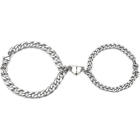 2 stk par armbånd for par, rustfritt stål vennskap matchende delikat forhold hjerte bff armbånd