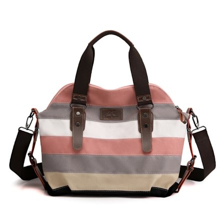Canvas afslappet retro mode kunstskole one-shoulder crossbody stor kapacitet dame taske kontrastfarve syning taske