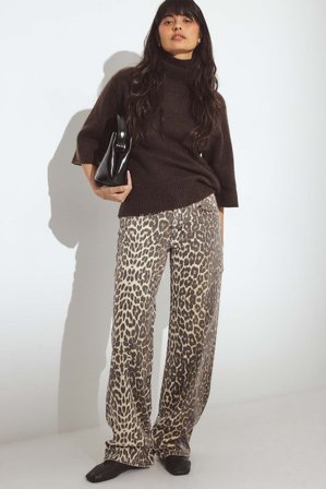 NA-KD Low Waist Leopard Denim - Straight jeans - Leopard - EU 34