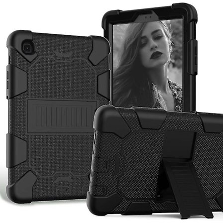 Dubbelfärgat silikon + PC-fodral för surfplatta med stativ, stötsäkert skyddande fodral för Samsung Galaxy Tab A7 Lite 8,7 tum