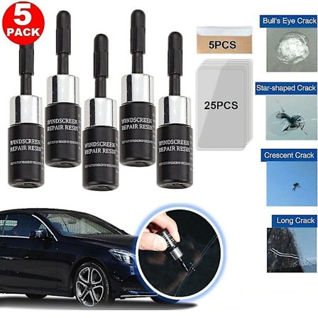 5-pakkaus Autoglas Nano Repair Fluid Car Windshield Resin Crack Tool Kit