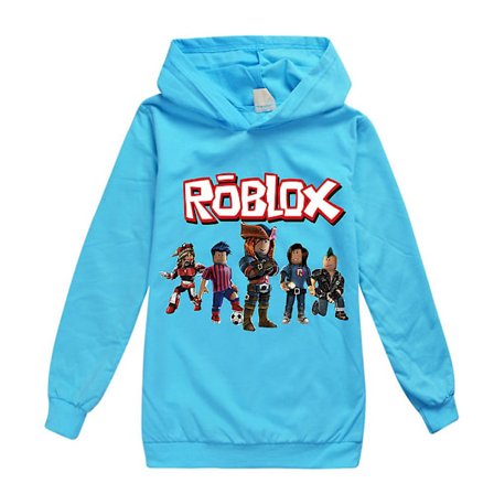 7-14 år Barn Tenåringer Roblox Hettegensere Langermet Hettegenser Pullover Sweatshirt Casual Topper Gaver Light Blu