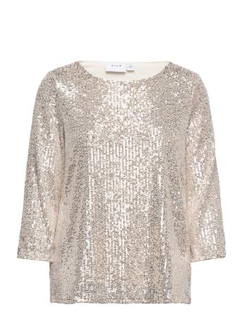Visparkling 3/4 O-Neck Top /Ka Blus Långärmad Rosa Vila
