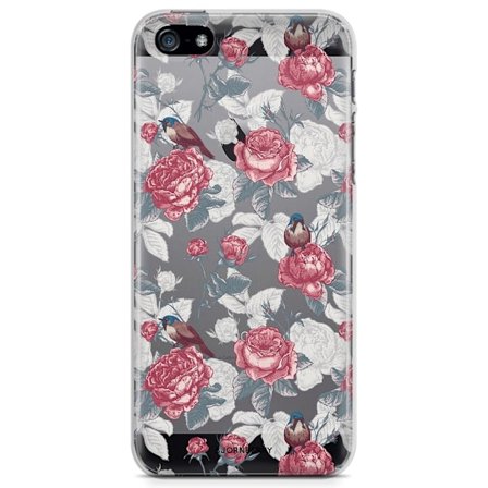 Bjornberry iPhone 5/5S/SE TPU Skal - Rosor & Fåglar