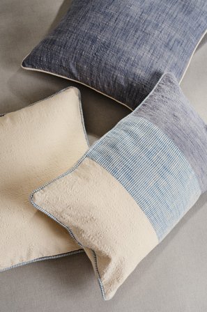 Jotex - Putetrekk 3-pakke Blå/Kolabrun/Naturvit - CHAMBRAY - Kjøp Pynteputer & trekk hos Jotex