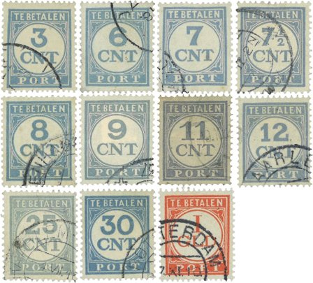 Holland 1921-1938 - Portomærker NVPH P69-P79 - Stemplet