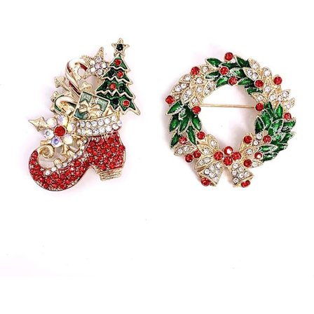 2 stk. brocher søde skinnende østrigske krystaljule-støvler