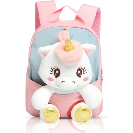 Pieni lasten reppu, irrotettava pehmolelu reppu päiväkotiin, yksisarvinen reppu