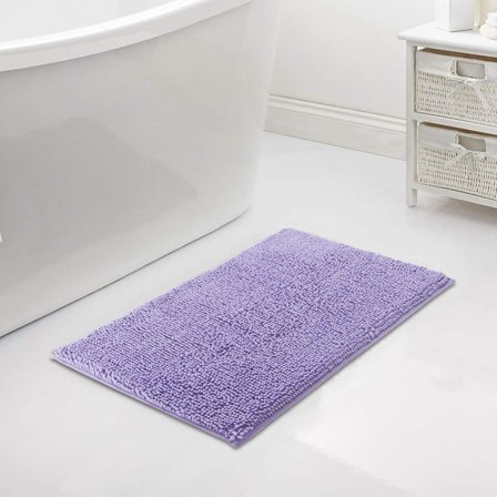 Polyester Chenille Hårete Bademåtte, Blød og Komfortabel, Super Absorberende, Skridsikker, Tyk til Badeværelse (60x40cm, Lavendel Lilla)