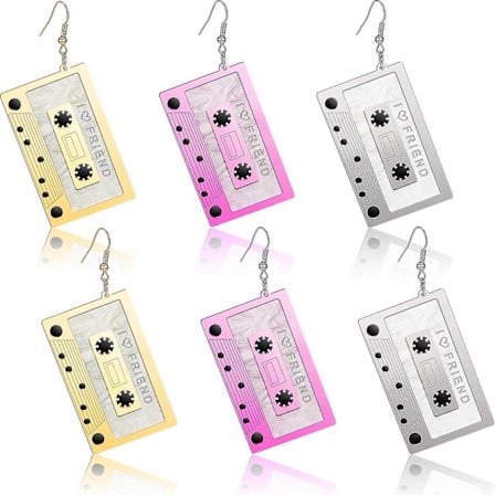 Par 80'er kassettebånd øreringe retro bånd dinglende øreringe sjove øreringe til kvinder tilbehør børn kvindelige