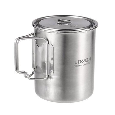 Lixada 750ml Kopper Utendørs Vannkopp Mugg Med Foldbare Håndtak Og Lopp For Camping Vandring Ryggsekk
