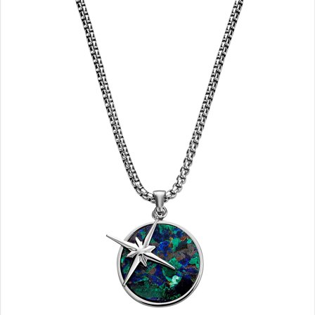 Atlas | Silver-tone Azurmalachite and North Star Pendant Necklace for Men - Steel necklaces