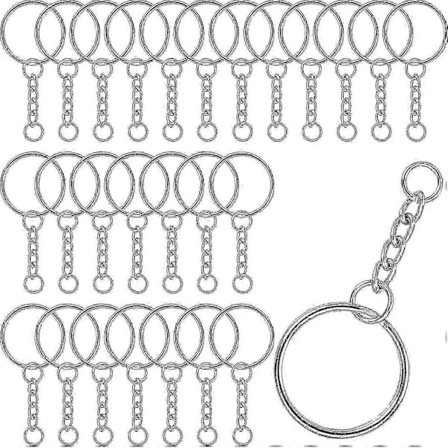100 st Nyckelringsringar, 25 mm Nyckelring med Silverkedja Nyckelring med Ringar Tw